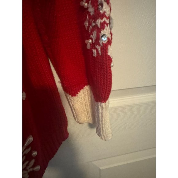 Vintage Casa Maglia Christmas Holiday Sweater Rhinestones Size L - Picture 4 of 10